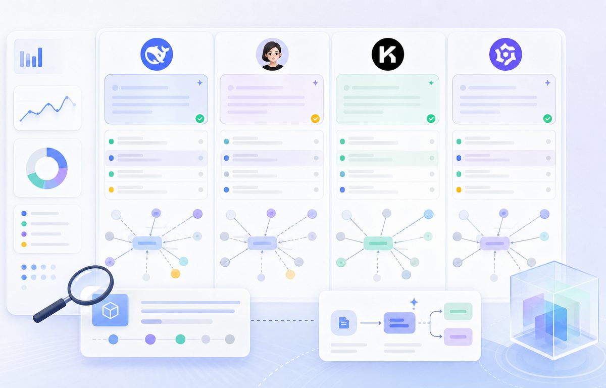 DeepSeek、豆包、Kimi、通义千问对同一品牌事实的复测结果对比截图