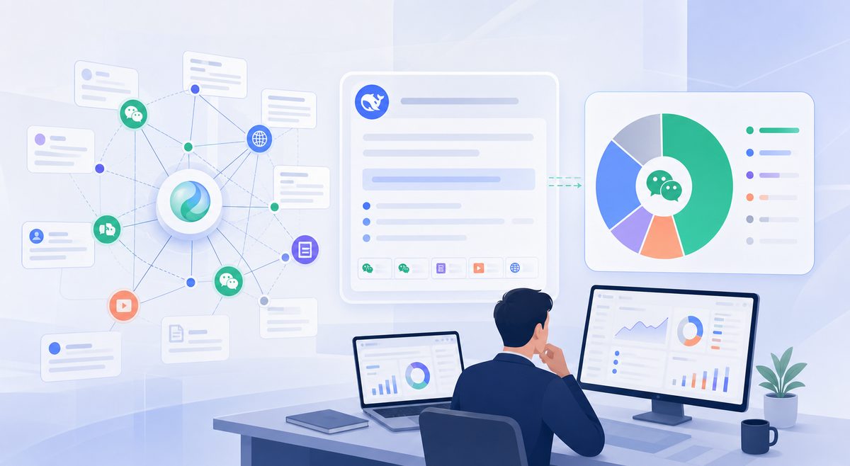 腾讯元宝DeepSeek-R1联网回答的参考资料中微信公众号来源占比示意