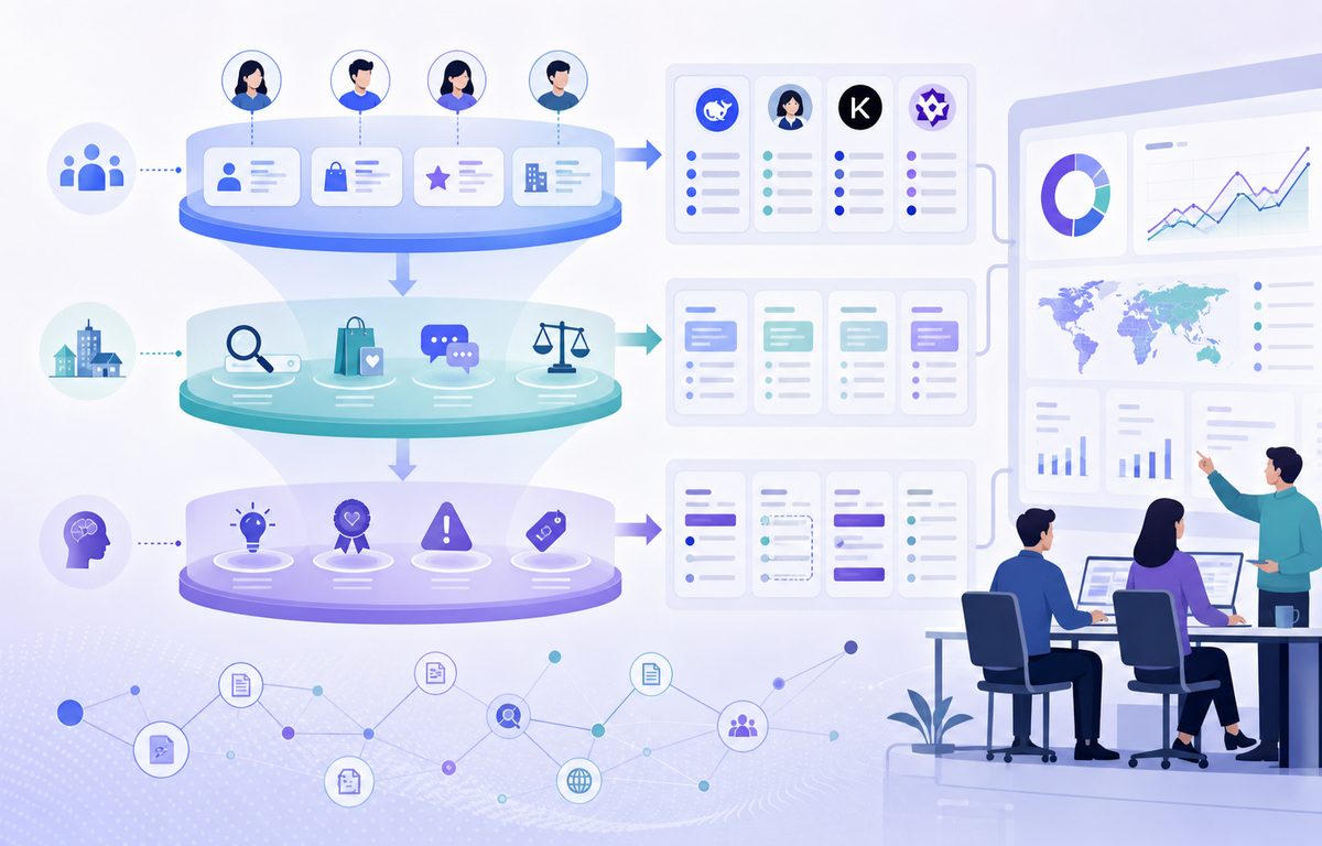 AI监控词怎么选的人群×场景×意图三层转换框架示意图