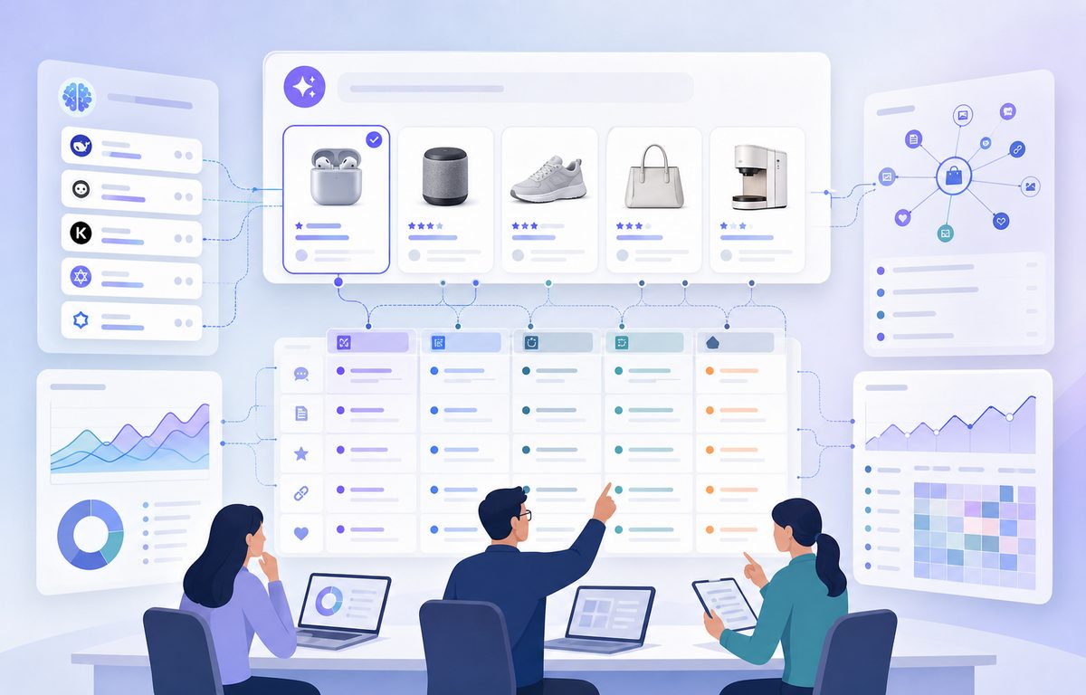 AI商品推荐清单证据矩阵示意图