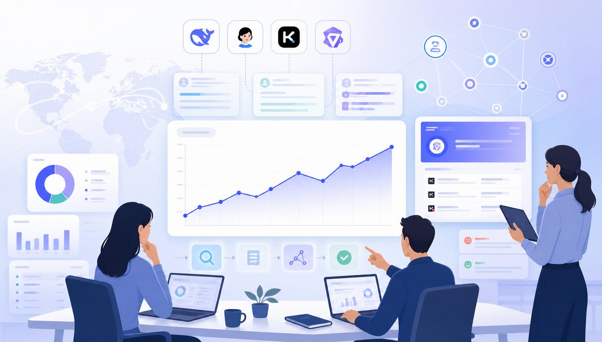 出海 SaaS 品牌 90 天冷启动期 AI 提及率变化折线图