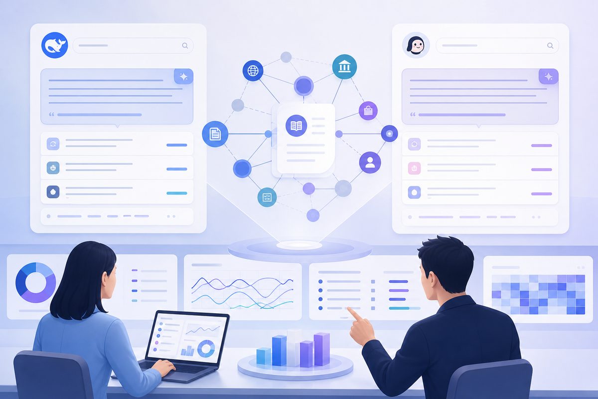 术语表页 AI引用红利示意：定义类问题在 DeepSeek 与豆包中的引用来源分布