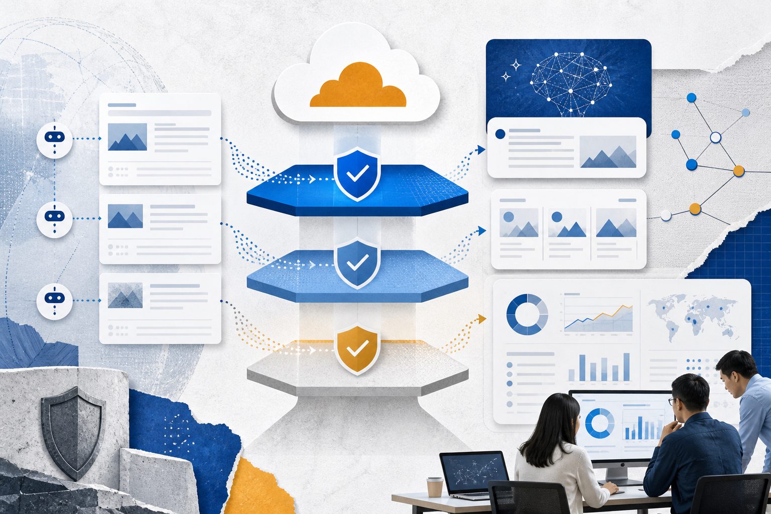 Cloudflare AI 访问例外规则的三层放行示意图