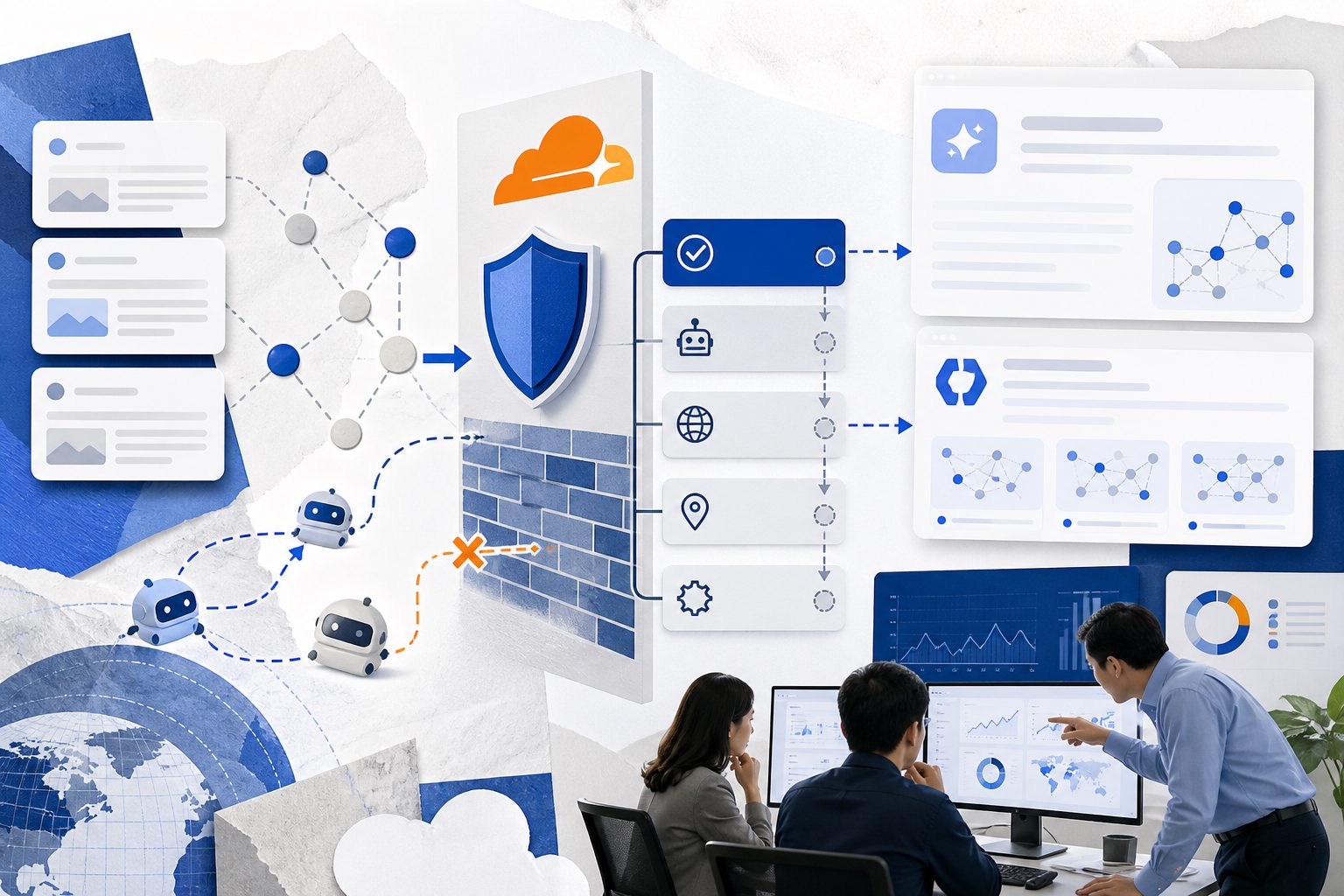 Cloudflare WAF 与 AI Crawl Control 规则顺序排查图