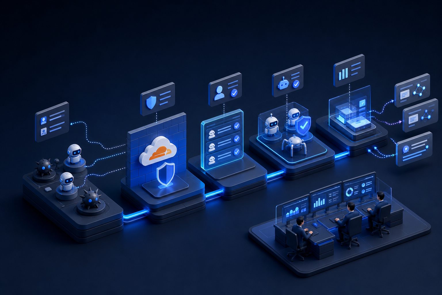 Cloudflare 机器人白名单配置分层示意图