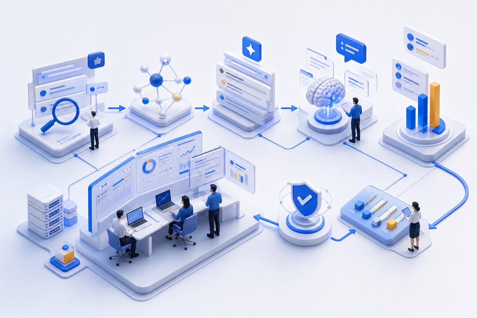 AI 问答品牌分析从监测到纠偏的流程图