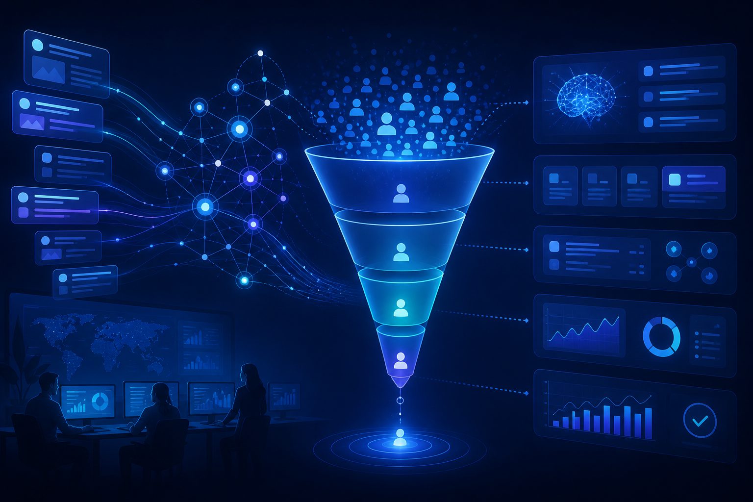 AI 搜索可见性指标从提及到转化的漏斗图