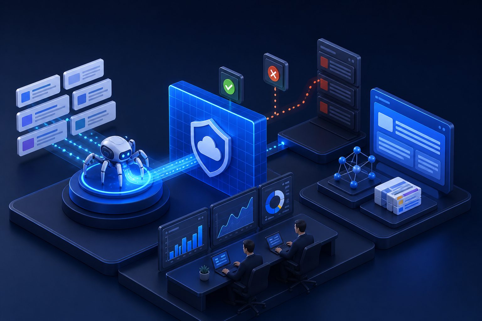 AI 爬虫通过 Cloudflare WAF 放行链路示意图