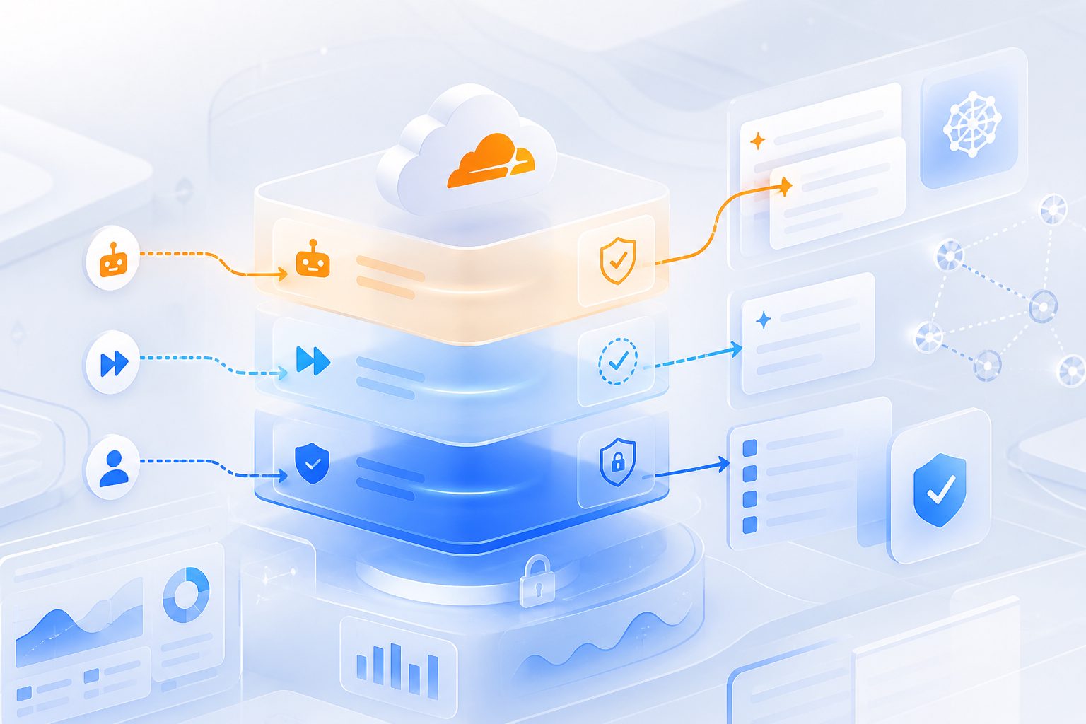 cloudflare 机器人放行规则分层示意图