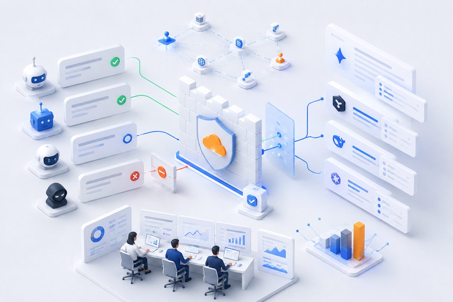 Cloudflare WAF 白名单规则与 AI 爬虫路径限制示意