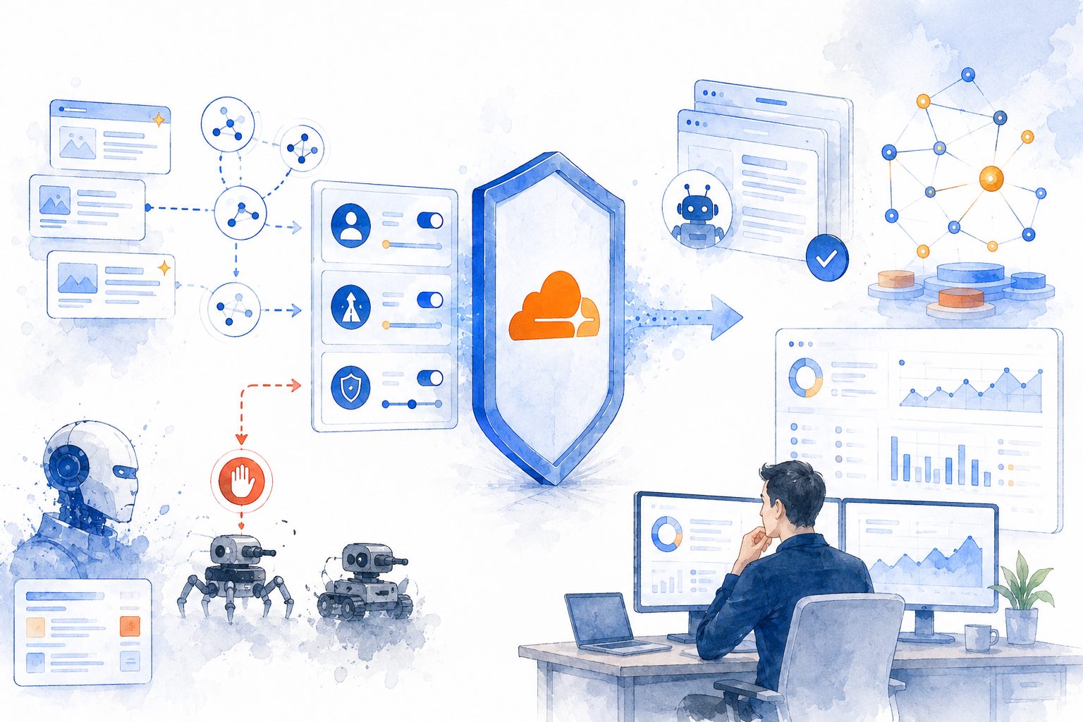 Cloudflare WAF 按 UA 路径和安全级别最小放行示意图