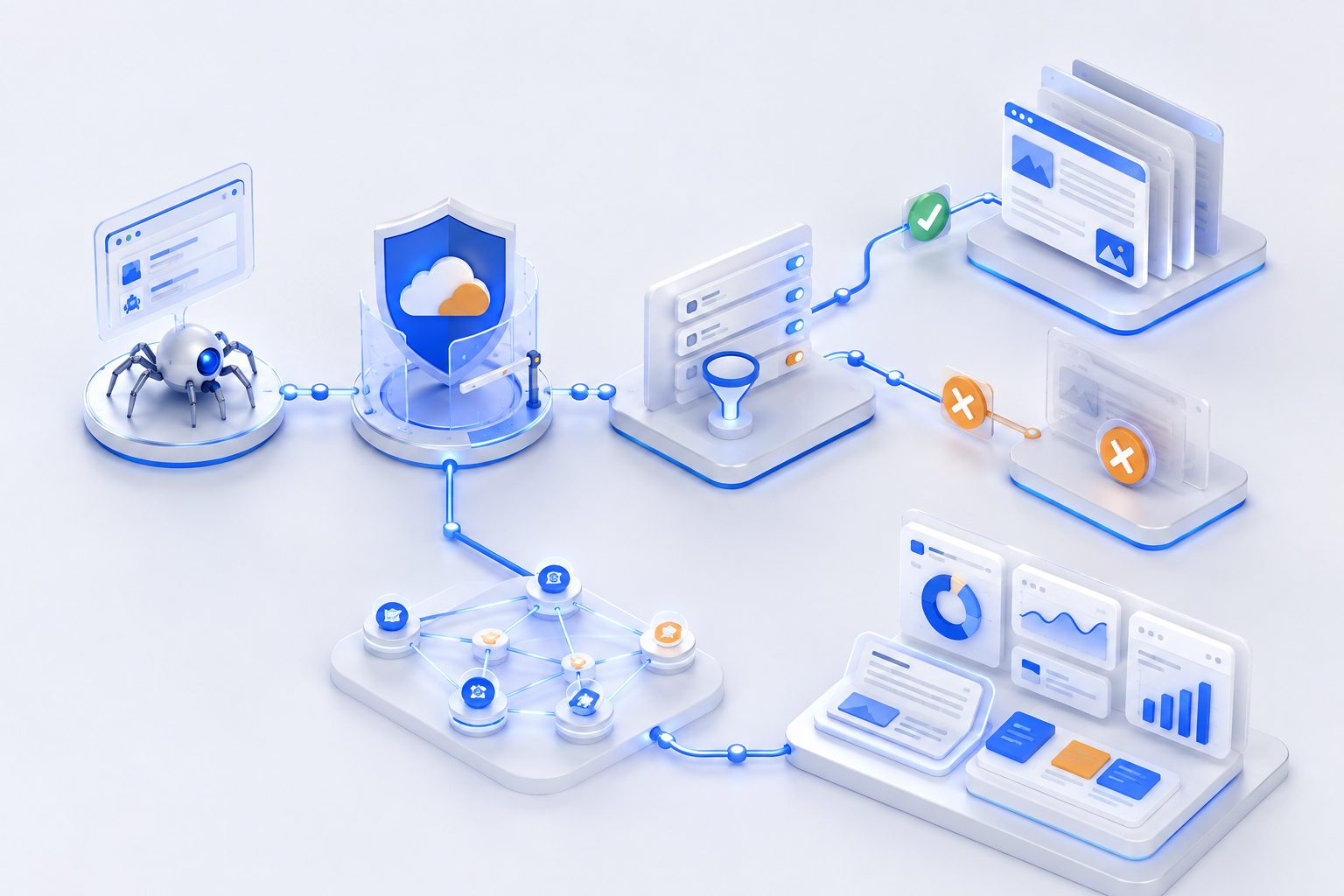 Cloudflare 仅允许爬虫访问指定页面的路径放行架构图