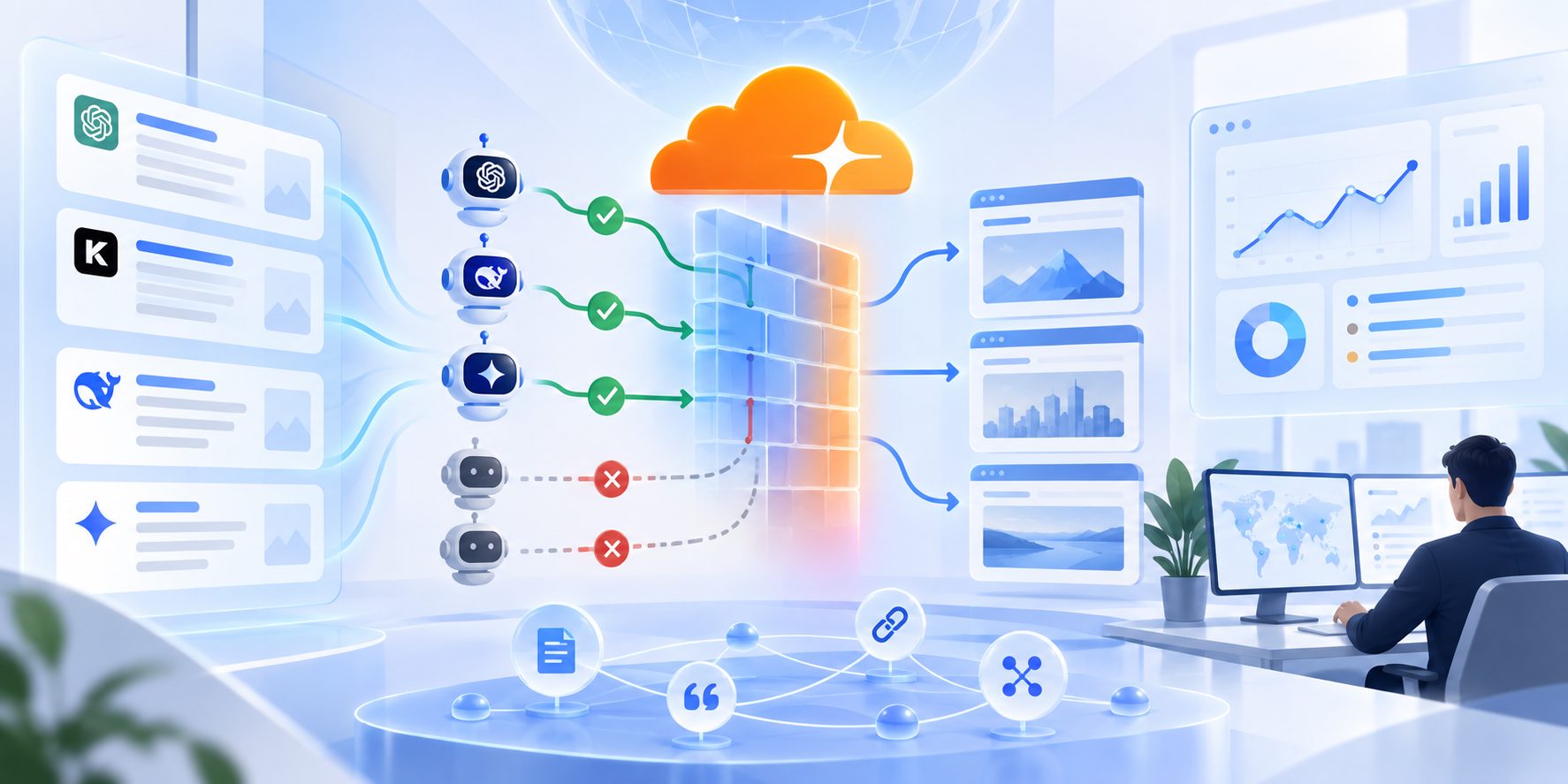 Cloudflare 按主机名放行爬虫的 WAF 规则示意图