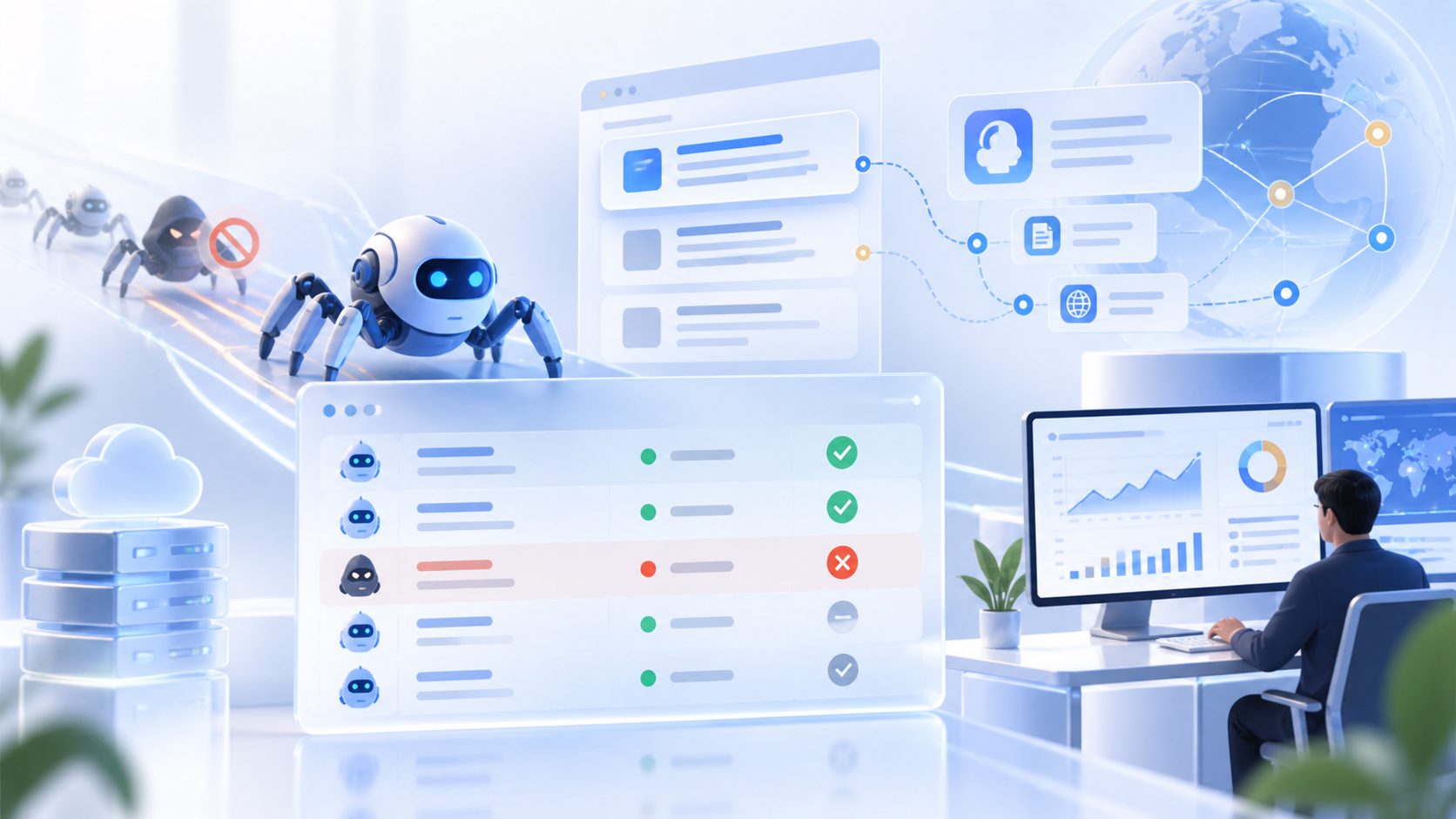 AI 爬虫日志中 User-Agent、状态码与验证结果示例