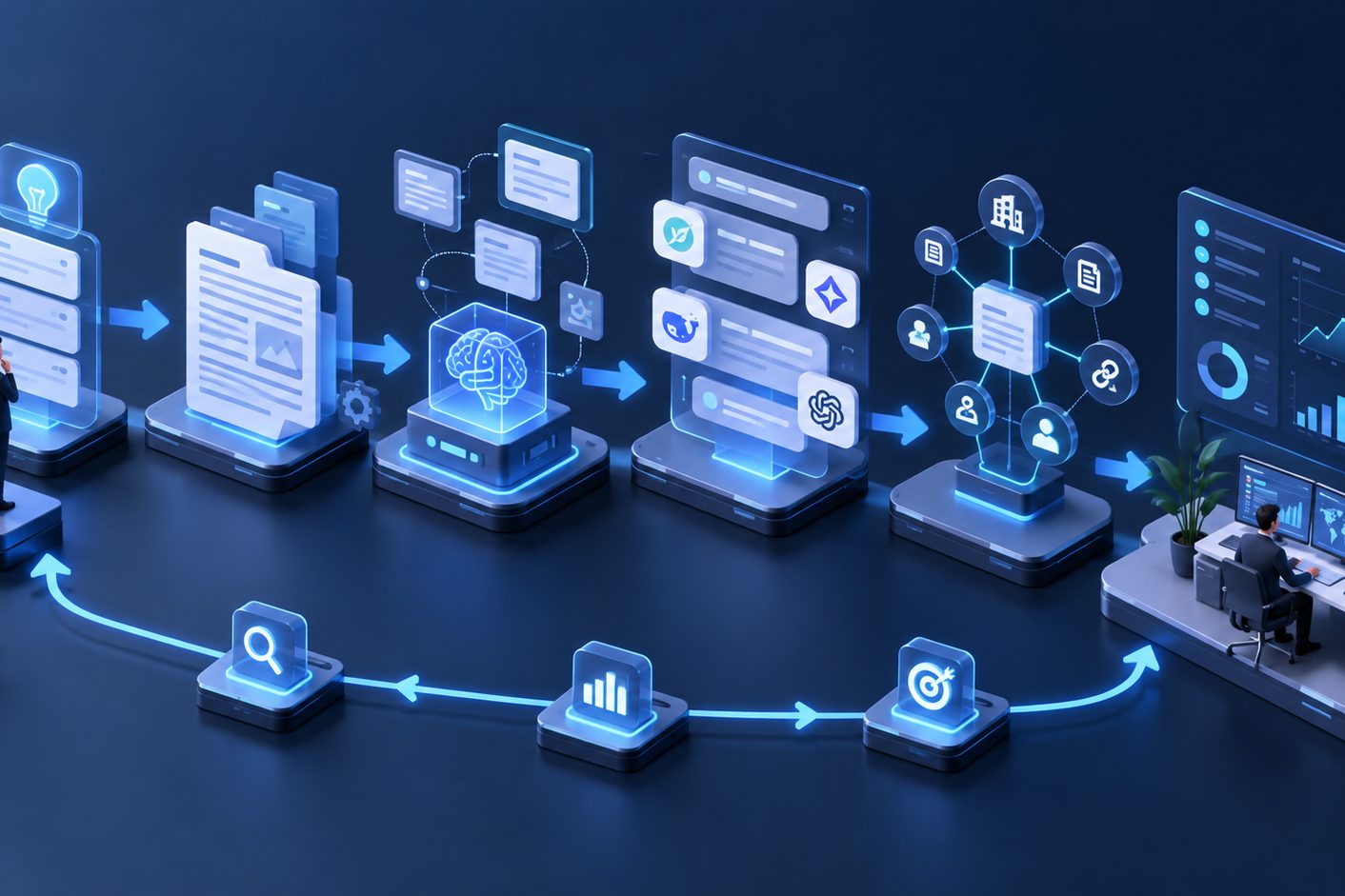 B2B行业方案从问题矩阵到引用监测的闭环流程图