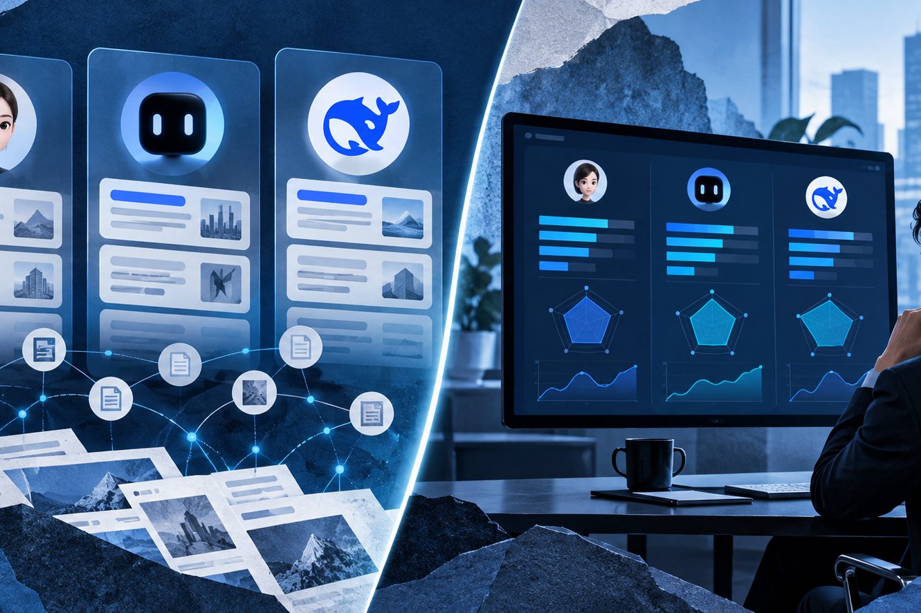 AI 搜索引擎品牌表现差异对比表，展示豆包、Kimi与DeepSeek的品牌推荐指标